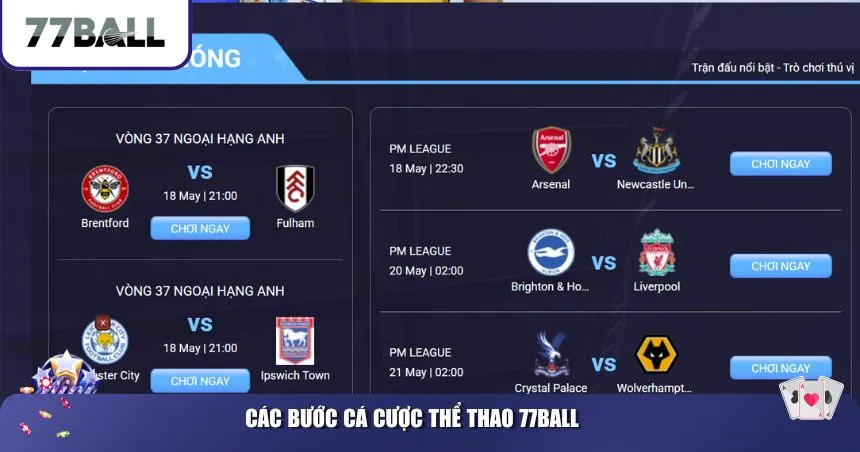 Các bước cá cược thể thao 77Ball