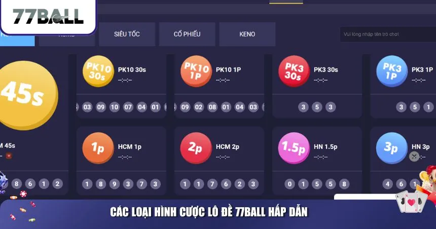 Các loại hình cược lô đề 77Ball hấp dẫn
