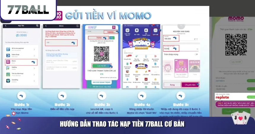 Hướng dẫn thao tác nạp tiền 77Ball cơ bản