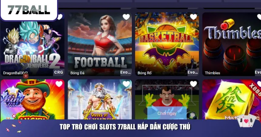 Top trò chơi Slots 77Ball hấp dẫn cược thủ
